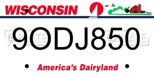 9ODJ850 Wisconsin License Plate