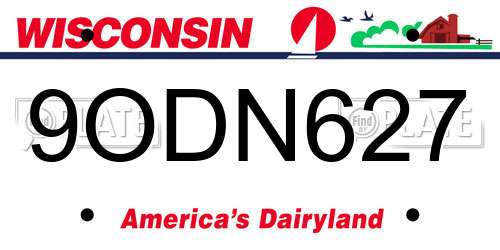 9ODN627 Wisconsin License Plate