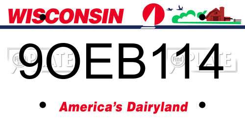 9OEB114 Wisconsin License Plate