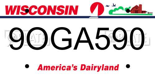 9OGA590 Wisconsin License Plate