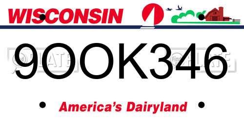 9OOK346 Wisconsin License Plate