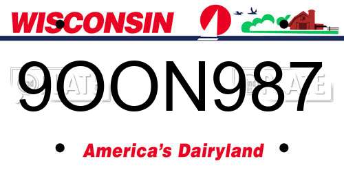 9OON987 Wisconsin License Plate