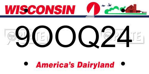 9OOQ24 Wisconsin License Plate