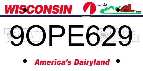 9OPE629 Wisconsin License Plate