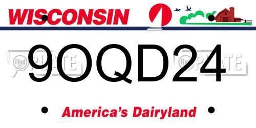 9OQD24 Wisconsin License Plate