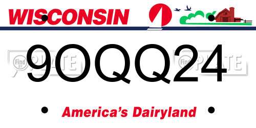 9OQQ24 Wisconsin License Plate