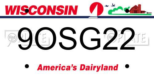 9OSG22 Wisconsin License Plate