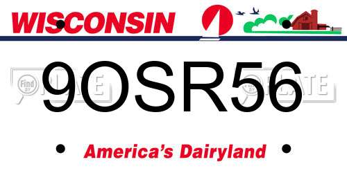 9OSR56 Wisconsin License Plate