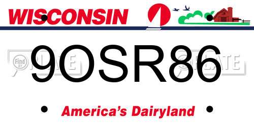 9OSR86 Wisconsin License Plate