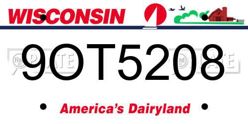 9OT5208 Wisconsin License Plate