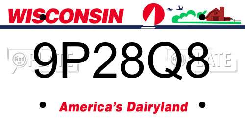 9P28Q8 Wisconsin License Plate