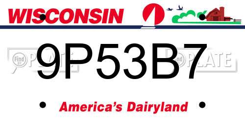 9P53B7 Wisconsin License Plate