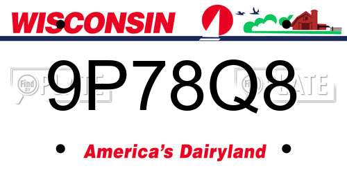 9P78Q8 Wisconsin License Plate