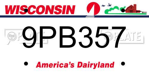9PB357 Wisconsin License Plate