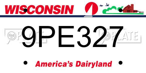 9PE327 Wisconsin License Plate