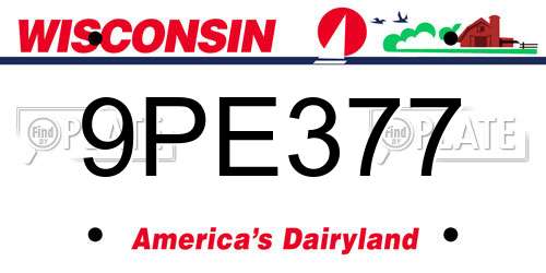9PE377 Wisconsin License Plate