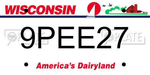 9PEE27 Wisconsin License Plate