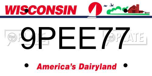 9PEE77 Wisconsin License Plate
