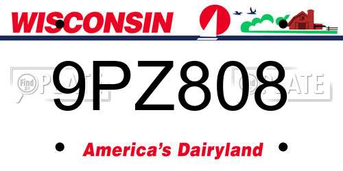 9PZ808 Wisconsin License Plate
