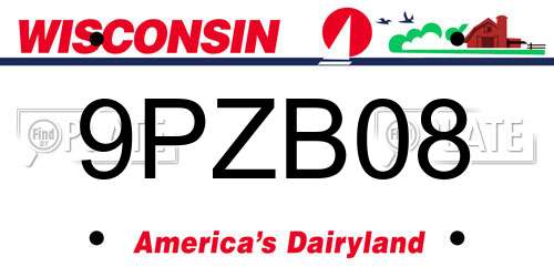 9PZB08 Wisconsin License Plate