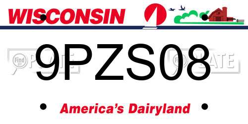 9PZS08 Wisconsin License Plate