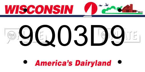 9Q03D9 Wisconsin License Plate
