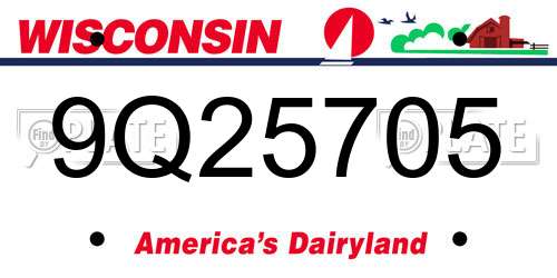 9Q25705 Wisconsin License Plate