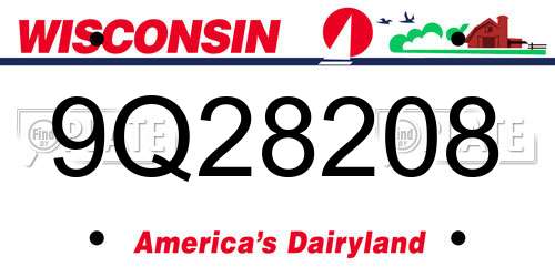 9Q28208 Wisconsin License Plate