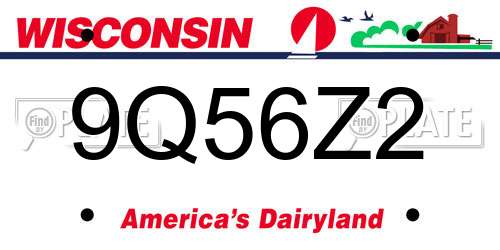 9Q56Z2 Wisconsin License Plate