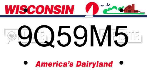 9Q59M5 Wisconsin License Plate