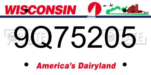 9Q75205 Wisconsin License Plate