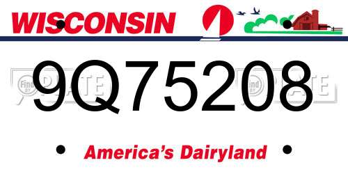 9Q75208 Wisconsin License Plate