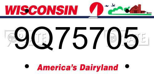 9Q75705 Wisconsin License Plate