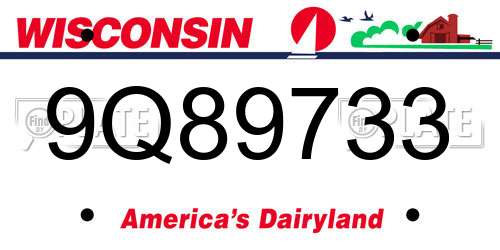 9Q89733 Wisconsin License Plate
