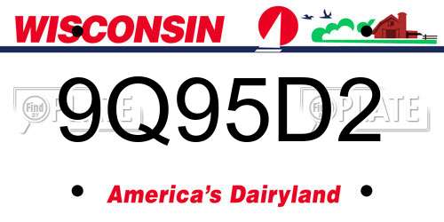 9Q95D2 Wisconsin License Plate