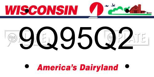 9Q95Q2 Wisconsin License Plate