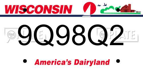 9Q98Q2 Wisconsin License Plate
