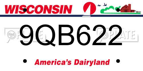 9QB622 Wisconsin License Plate