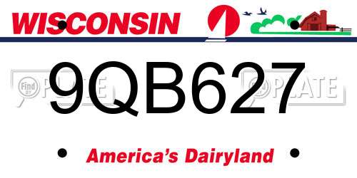 9QB627 Wisconsin License Plate