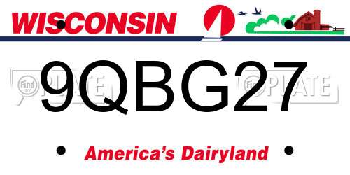 9QBG27 Wisconsin License Plate