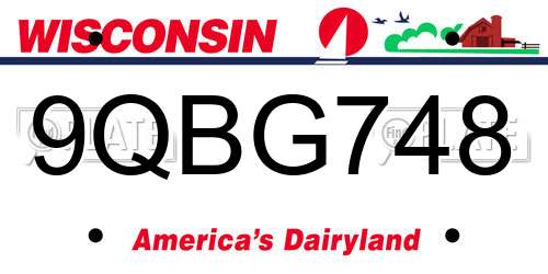9QBG748 Wisconsin License Plate