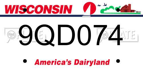 9QD074 Wisconsin License Plate