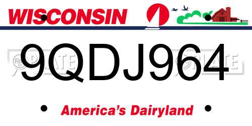9QDJ964 Wisconsin License Plate