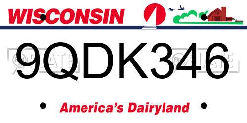 9QDK346 Wisconsin License Plate