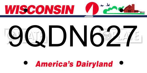 9QDN627 Wisconsin License Plate