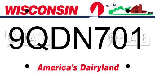 9QDN701 Wisconsin License Plate