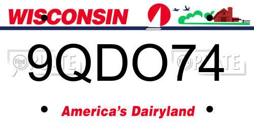 9QDO74 Wisconsin License Plate
