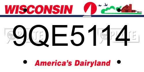 9QE5114 Wisconsin License Plate