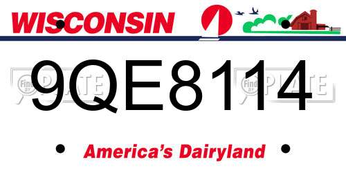 9QE8114 Wisconsin License Plate