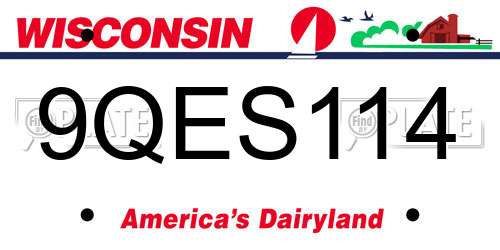 9QES114 Wisconsin License Plate